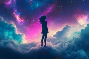 Fototapeta premium An illustration of enlightenment meditation with a surrealistic futuristic look