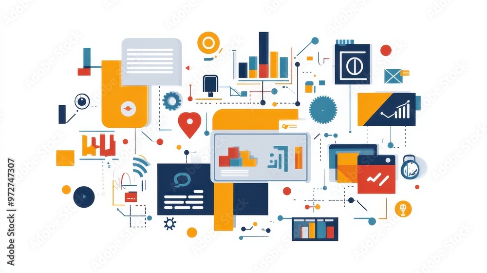 Fototapete colorful abstract representation of data analytics and technology in a digital workspace