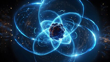 Fototapeta premium atom on black background