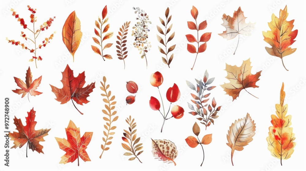 Aufkleber a collection of autumn leaves in various shapes and sizes