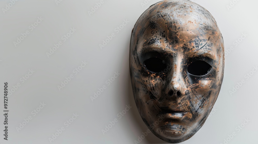 Poster a mask with a face on it
