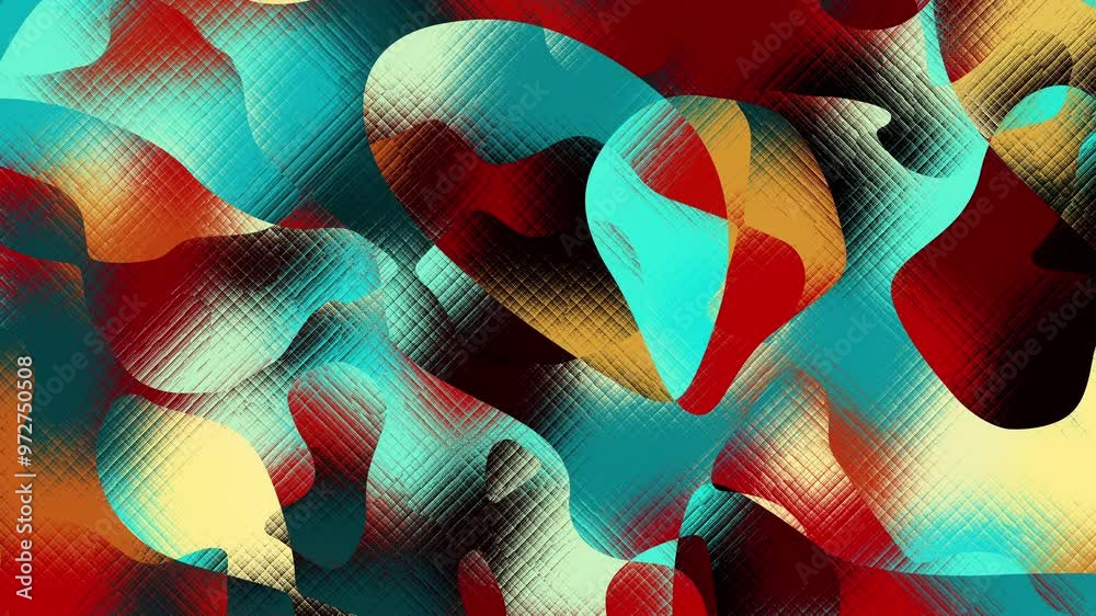 Aufkleber Seamless abstract psychedelic wavy background for loop playback. 4k video. Pastel colors. Noise effect