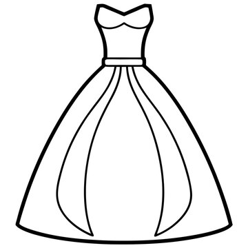 recommend clip art: bridal dress outline coloring book page line art drawing