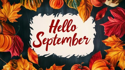 Fototapeta premium hello fall with text 
