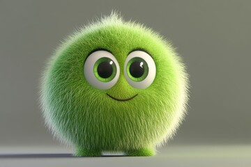 Obraz premium The cartoon character is smiling, with a fuzzy brown exterior and vibrant green inside, generated by stock
