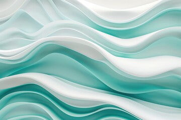 Obraz premium Elegant abstract waves in soothing shades of teal and white, perfect for backgrounds, design, and modern aesthetics.