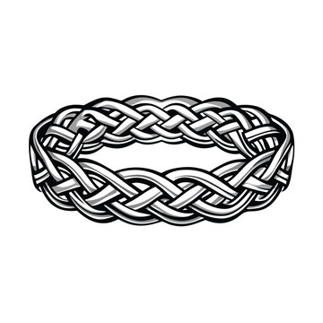 recommend clip art: A detailed line drawing of a Celtic knot bracelet in sterling silver.