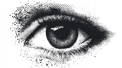 Abstract halftone eye collage element. Trendy grunge design element