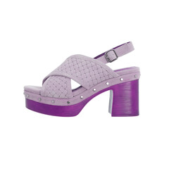 Women's purple high heel shoe isolated on white background