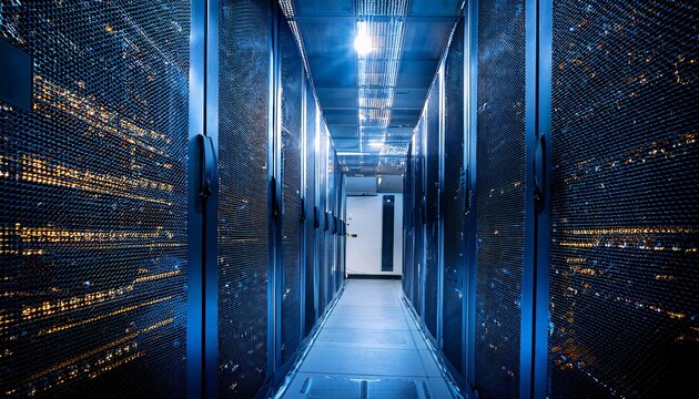Server racks in computer network security server room data cente