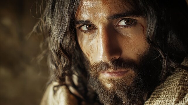 Jesus Christ portrait in old clothes