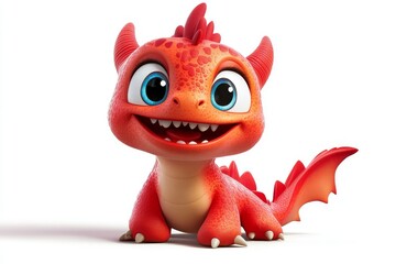 Cute adorable lizard character isolated on a solid background in a children-friendly cartoon animation generative ai 3D style illustration