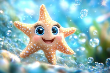 Underwater generative AI character with an adorable starfish
