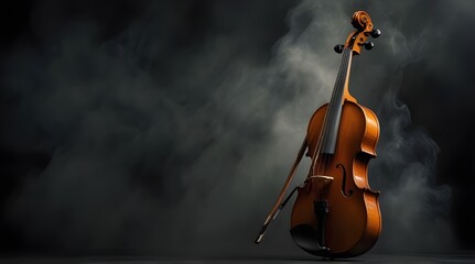 A classic violin against a dramatic smok.generative.ai
