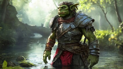 Fototapeta premium Stock, a fantasy troll in a swamp