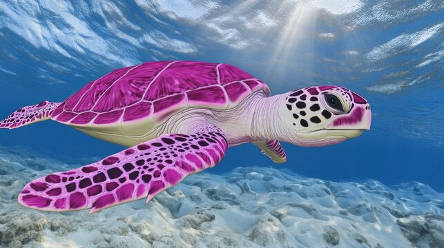 An animated pink turtle created with Stock software