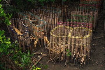 Phra chedi klang nam mangrove forest, Rayong Province, Thailand. Mangrove forest background in the...