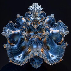 Obraz premium Mesmerizing Mandelbulb Geometry in Topaz and Navy Hues
