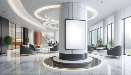 Fototapeta premium white billboard in lobby room interior design