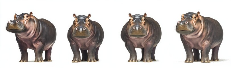 Naklejka premium Animated hippo with transparent background and generative AI