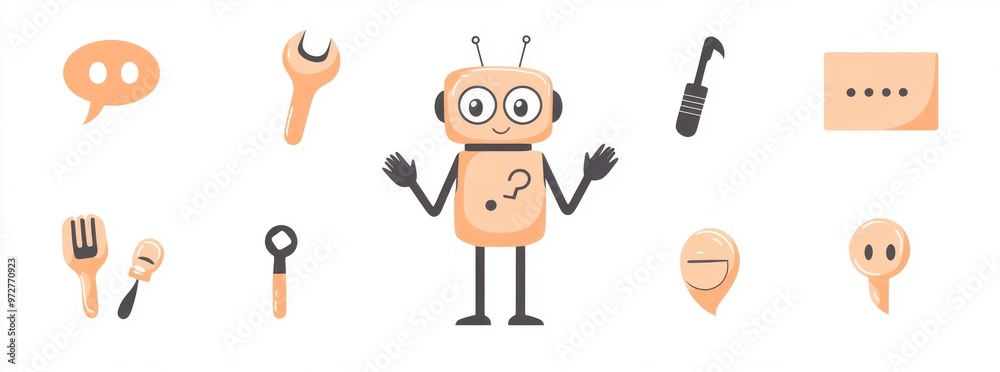 Poster an animated chatbot ai character using neural networks, ai servers, and robots.