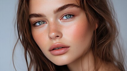 Obraz premium A no-makeup makeup look, featuring a model with perfectly blended, barely-there makeup, achieving a fresh and natural appearance