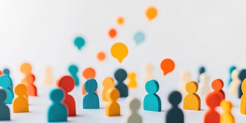 A vibrant collection of colorful figurines representing a diverse community and communication in a modern setting.