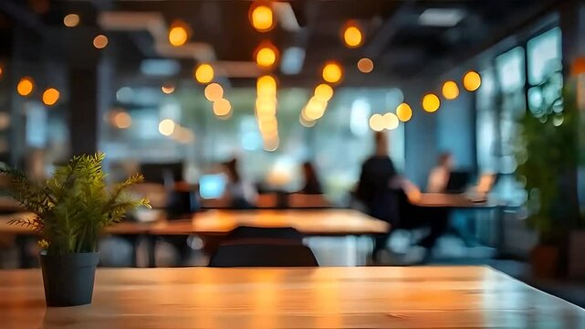 Businesspeople gathered in an office meeting room, blurred in the background, discussing work matters and brainstorming ideas, corporate teamwork, professional environment, office collaboration