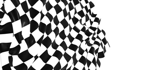 The checkered flag waves in the wind signifying the finish line
