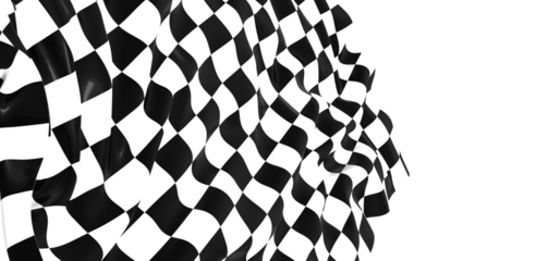 The checkered flag waves in the wind signifying the finish line