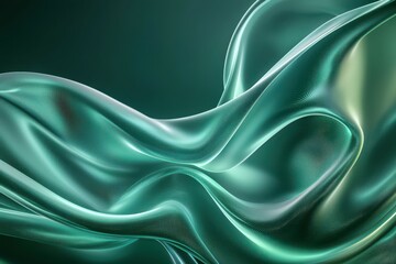 Obraz premium Abstract flowing fabric with a green hue, creating a sense of movement and elegance.