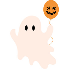 Halloween Ghost Holding Balloon