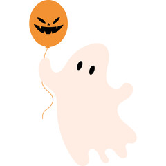 Halloween Ghost Holding Balloon