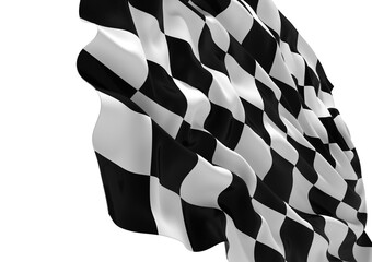 The checkered flag waves in the wind Victory is in sight