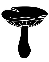 Forest mushroom Lactarius - vector silhouette picture for logo or pictogram. Forest edible mushroom for sign or icon	