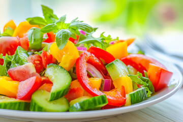 Colorful and Fresh Salad with Various Vegetables.