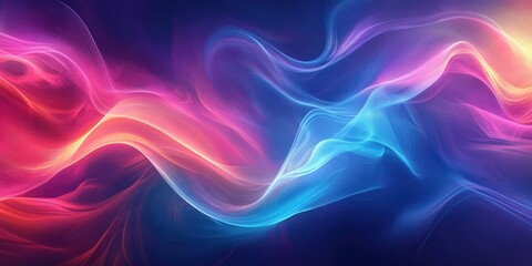 Obraz premium Flowing Neon Gradient Waves with Soft Fluid Motion 