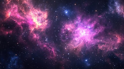 Fototapeta premium A vibrant nebula with swirling clouds of pink, purple, and blue gas, illuminated by bright stars.