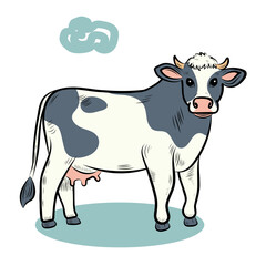 World Milk Day. Cow, milk bottle. Vector flat illustration