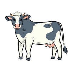 World Milk Day. Cow, milk bottle. Vector flat illustration