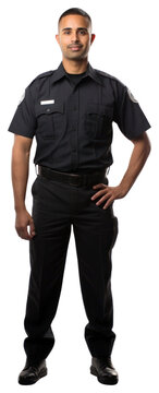 A security guard standing adult white background.