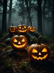 halloween pumpkin in the forest