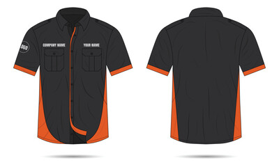 Short sleeve office work uniform mockup front and back view