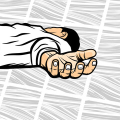 unidentified male corpse lying on the floor vector illustration