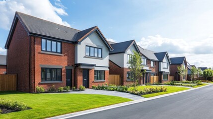 Brand new homes in a recently completed housing estate, showcasing clean lines and