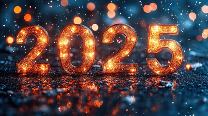 Festive New Year background with large numbers 2025.