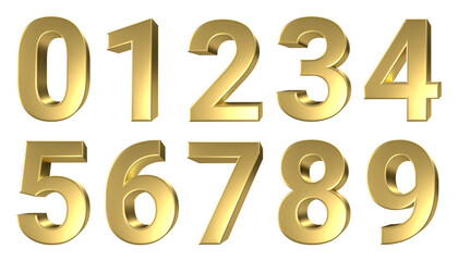 Luxury Gold 3D Number Set 0-9 - Isolated High Resolution PNG