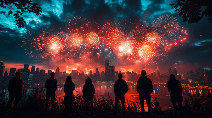 Fototapeta premium New year's firework at night
