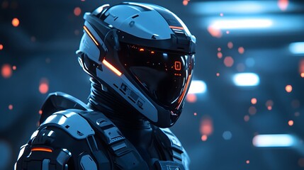 Fototapeta premium 45. **3D render of a technologically advanced space fighter pilot in combat gear