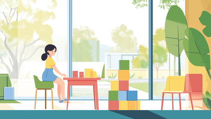 Child Playing with Blocks